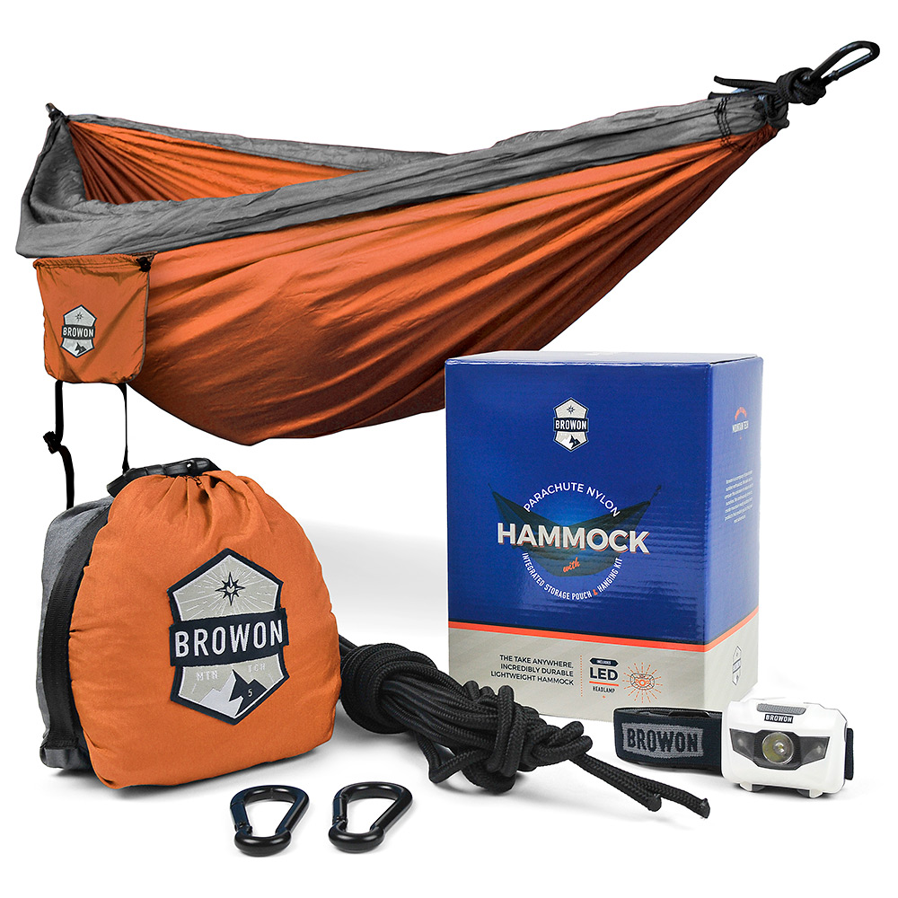 Gray & Orange Parachute Nylon Hammock Browon